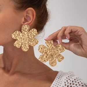 Zara Oversized Gold Flower Earrings